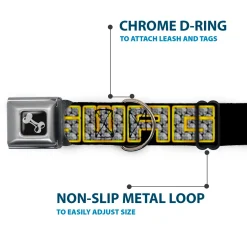 Dog Bone Seatbelt Buckle Collar - SWAG Black/Bling