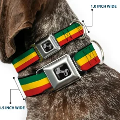 Dog Bone Seatbelt Buckle Collar - Rasta
