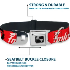 Dog Bone Seatbelt Buckle Collar - VIVA LA REVOLUCION Che w/fmln Red