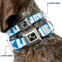 Dog Bone Seatbelt Buckle Collar - BUCKLE-DOWN Shapes Turquoise/White