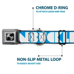 Dog Bone Seatbelt Buckle Collar - BUCKLE-DOWN Shapes Turquoise/White