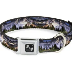 Dog Bone Seatbelt Buckle Collar - Washington MT. RAINIER Valley Landscape
