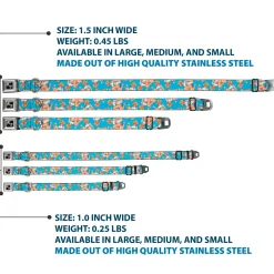 Dog Bone Seatbelt Buckle Collar - Blonde Pin Up Girl Bright Blue