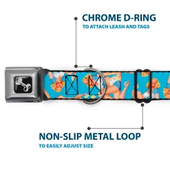 Dog Bone Seatbelt Buckle Collar - Blonde Pin Up Girl Bright Blue