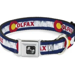 Dog Bone Seatbelt Buckle Collar - COLFAX Colorado Flag Weathered