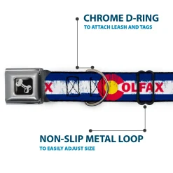Dog Bone Seatbelt Buckle Collar - COLFAX Colorado Flag Weathered