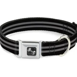 Dog Bone Seatbelt Buckle Collar - Stripe Black/Gray