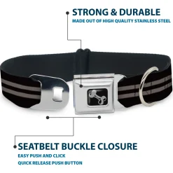 Dog Bone Seatbelt Buckle Collar - Stripe Black/Gray