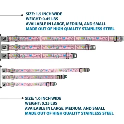 Dog Bone Seatbelt Buckle Collar - Music Notes Pink