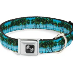 Dog Bone Seatbelt Buckle Collar - Landscape Beach Palm Trees
