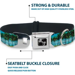Dog Bone Seatbelt Buckle Collar - Landscape Beach Palm Trees