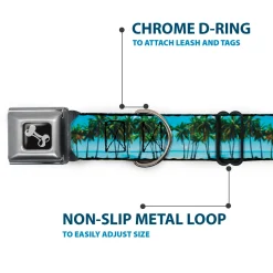 Dog Bone Seatbelt Buckle Collar - Landscape Beach Palm Trees