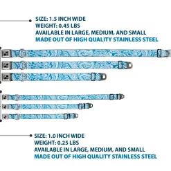 Dog Bone Seatbelt Buckle Collar - Bandana/Skulls Baby Blue/White