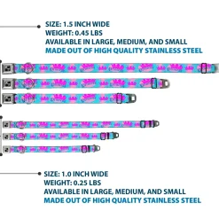 Dog Bone Seatbelt Buckle Collar - Crown Princess Oval Pink/Turquoise