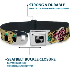 Dog Bone Seatbelt Buckle Collar - Love Kills Tan