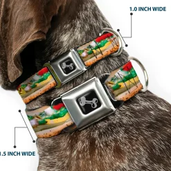 Dog Bone Seatbelt Buckle Collar - Chicago Style Hot Dog Vivid