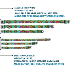 Dog Bone Seatbelt Buckle Collar - Burger & Fries Cartoon Straight Green Tablecloth