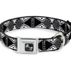 Dog Bone Seatbelt Buckle Collar - Tribal1 Black/White