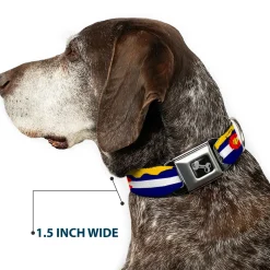 Dog Bone Seatbelt Buckle Collar - Colorado Flag/Mountain Silhouette Yellow