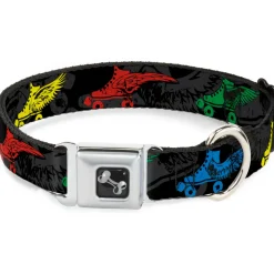 Dog Bone Seatbelt Buckle Collar - Roller Skates Black/Gray/Multi Color