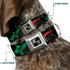 Dog Bone Seatbelt Buckle Collar - Roller Skates Black/Gray/Multi Color