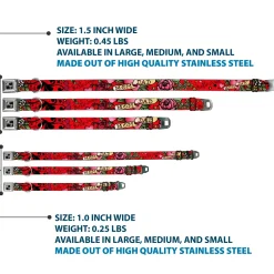 Dog Bone Seatbelt Buckle Collar - Mom & Dad Red