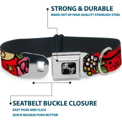 Dog Bone Seatbelt Buckle Collar - Mom & Dad Red