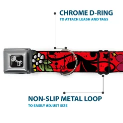 Dog Bone Seatbelt Buckle Collar - Mom & Dad Red