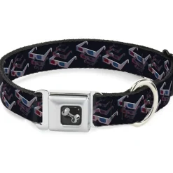 Dog Bone Seatbelt Buckle Collar - 3-D Glasses Black