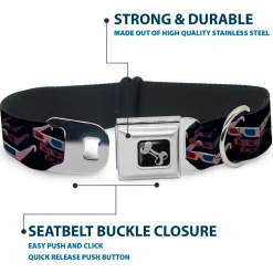 Dog Bone Seatbelt Buckle Collar - 3-D Glasses Black