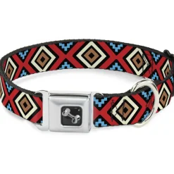 Dog Bone Seatbelt Buckle Collar - Geometric1 Black/Red/Tan/Brown/Baby Blue