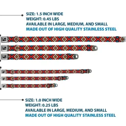 Dog Bone Seatbelt Buckle Collar - Geometric1 Black/Red/Tan/Brown/Baby Blue