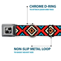 Dog Bone Seatbelt Buckle Collar - Geometric1 Black/Red/Tan/Brown/Baby Blue
