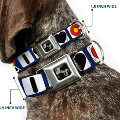 Dog Bone Seatbelt Buckle Collar - I HEART COLORADO SKIING Logos/Mountain