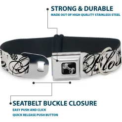 Dog Bone Seatbelt Buckle Collar - Born to Blossom Black/White