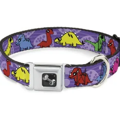 Dog Bone Seatbelt Buckle Collar - Dinosaur Cartoon