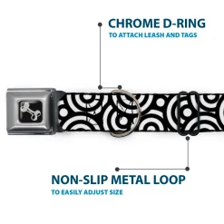 Dog Bone Seatbelt Buckle Collar - Bullseye Stacked Black/White