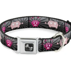 Dog Bone Seatbelt Buckle Collar - Hot Beat Bot Pink