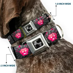 Dog Bone Seatbelt Buckle Collar - Hot Beat Bot Pink