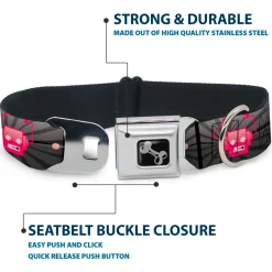 Dog Bone Seatbelt Buckle Collar - Hot Beat Bot Pink