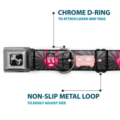 Dog Bone Seatbelt Buckle Collar - Hot Beat Bot Pink