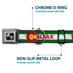 Dog Bone Seatbelt Buckle Collar - COLFAX Green Stripe Weathered