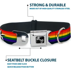 Dog Bone Seatbelt Buckle Collar - Nautical Star Rainbow/White/Black