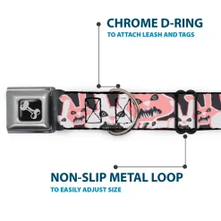 Dog Bone Seatbelt Buckle Collar - Angry Bunnies Gray/Pinks