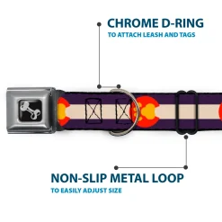 Dog Bone Seatbelt Buckle Collar - Colorado Flag/Paw Print