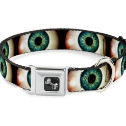 Dog Bone Seatbelt Buckle Collar - Vivid Blue Eyeball Black