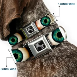 Dog Bone Seatbelt Buckle Collar - Vivid Blue Eyeball Black