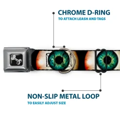 Dog Bone Seatbelt Buckle Collar - Vivid Blue Eyeball Black