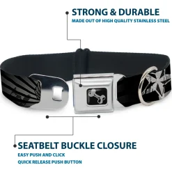 Dog Bone Seatbelt Buckle Collar - Die Hard Skulls & Stars1 Black/Grays