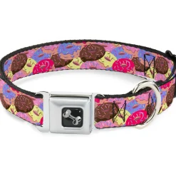 Dog Bone Seatbelt Buckle Collar - Sprinkle Donuts Stacked Multi Color